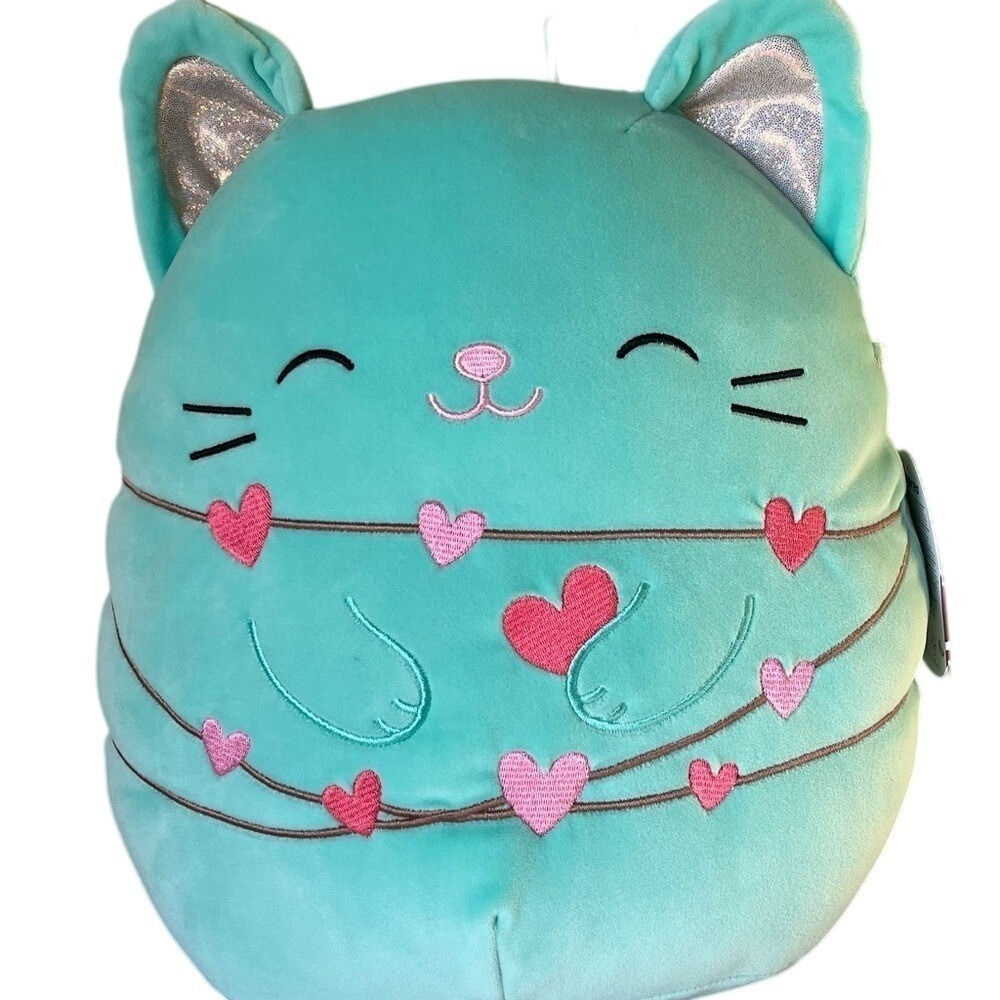 Squishmallows Charisma Mint Cat 12 Inch Heart String Lights 2024 Plushy NWT - Picture 3 of 11